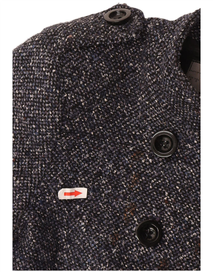 Zara Manteau croisé pour femme UK 10 Petit acétate moucheté bleu marine