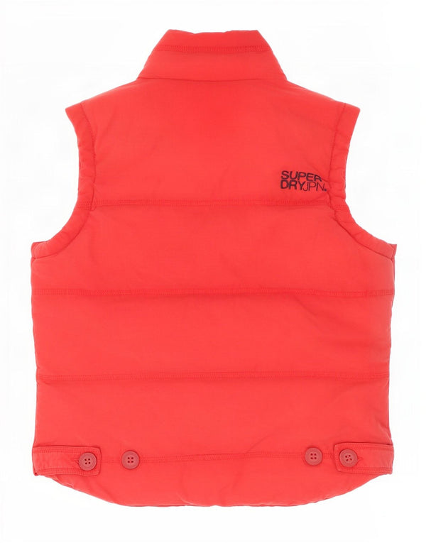 Superdry Femme Gilet Rembourré UK 16 Large Rouge Coton