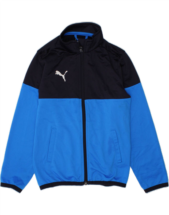 PUMA Boys Tracksuit Top Jacket 7-8 Years Blue Colourblock Polyester Vintage Puma and Second-Hand Puma from Messina Hembry 