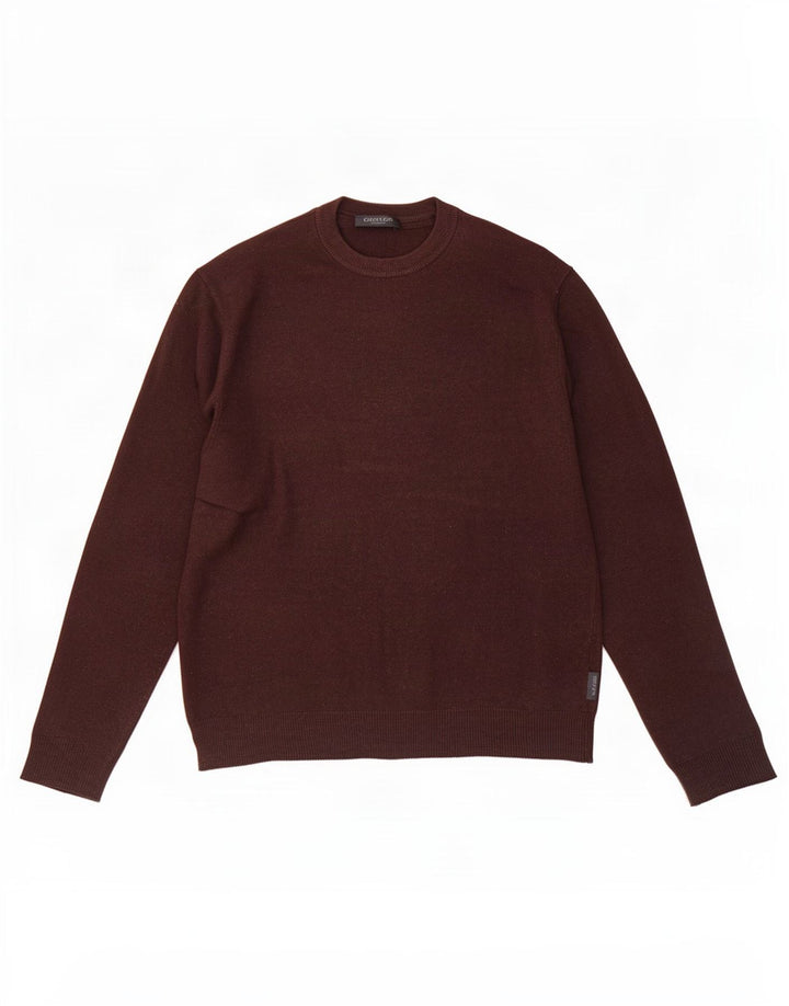 Calvin Klein Pull à col rond pour homme en laine marron moyen