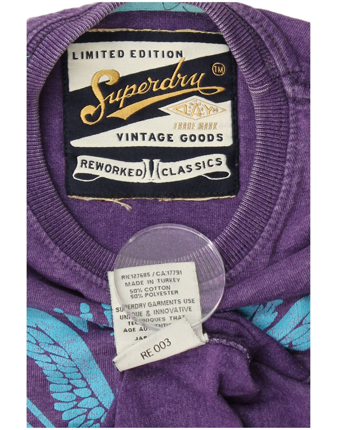 SUPERDRY T-Shirt Graphique Femme UK 12 Violet Moyen Coton