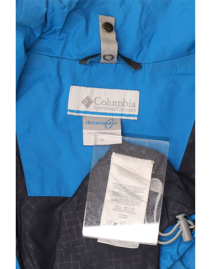 COLUMBIA Mens Interchange Rain Jacket UK 38 Medium Blue Colourblock Nylon Vintage Columbia and Second-Hand Columbia from Messina Hembry 