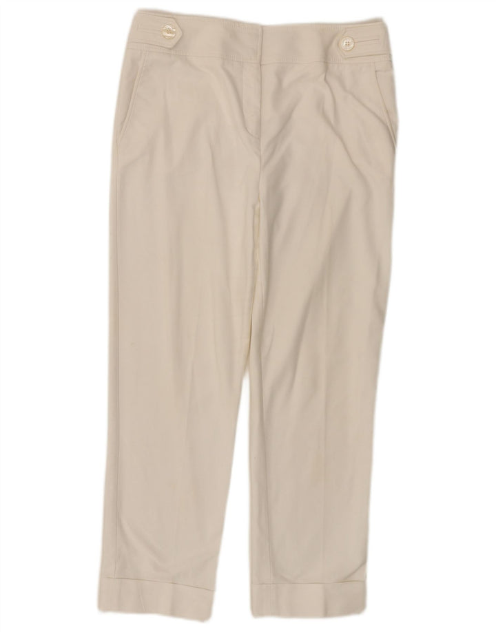 KAREN MILLEN Pantalon court droit pour femme UK 12 Medium W30 L24 Blanc