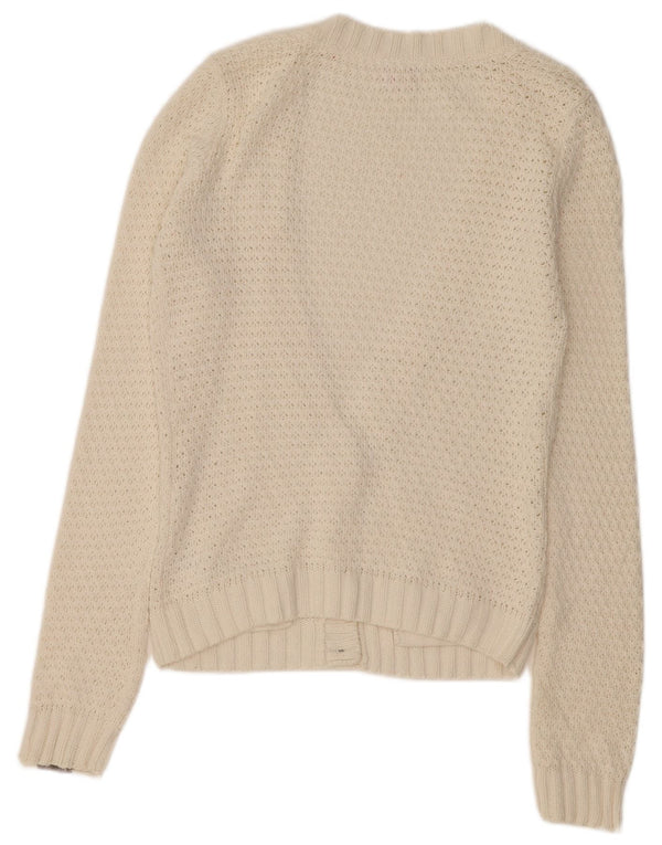 O'NEILL Pull Cardigan Femme UK 14 Coton Blanc Moyen