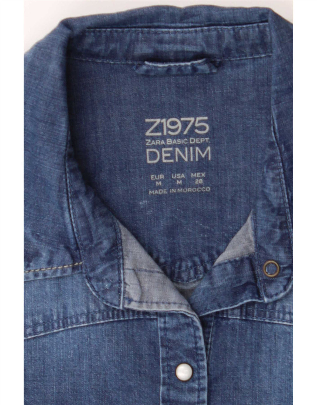 Zara Chemise en jean pour femme UK 12 Bleu moyen