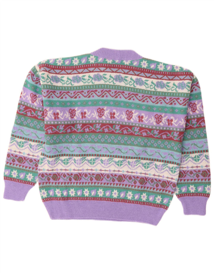 SILVY Pull ras du cou pour femme IT 42 Violet moyen Fair Isle