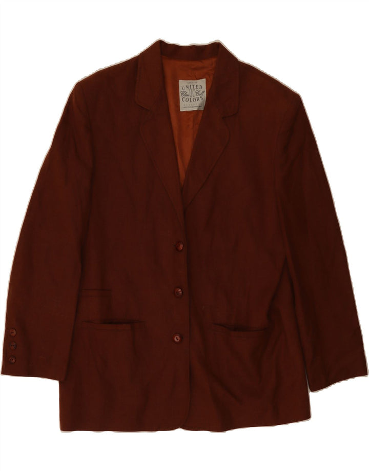 BENETTON Womens 3/4 Sleeve 3 Button Blazer Jacket IT 46 Large Brown Vintage Benetton and Second-Hand Benetton from Messina Hembry 