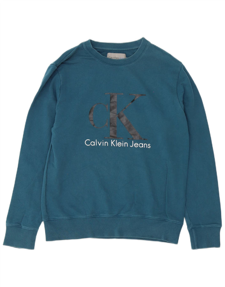 Calvin Klein Jeans Sweat-Shirt Graphique Homme Bleu Moyen Coton