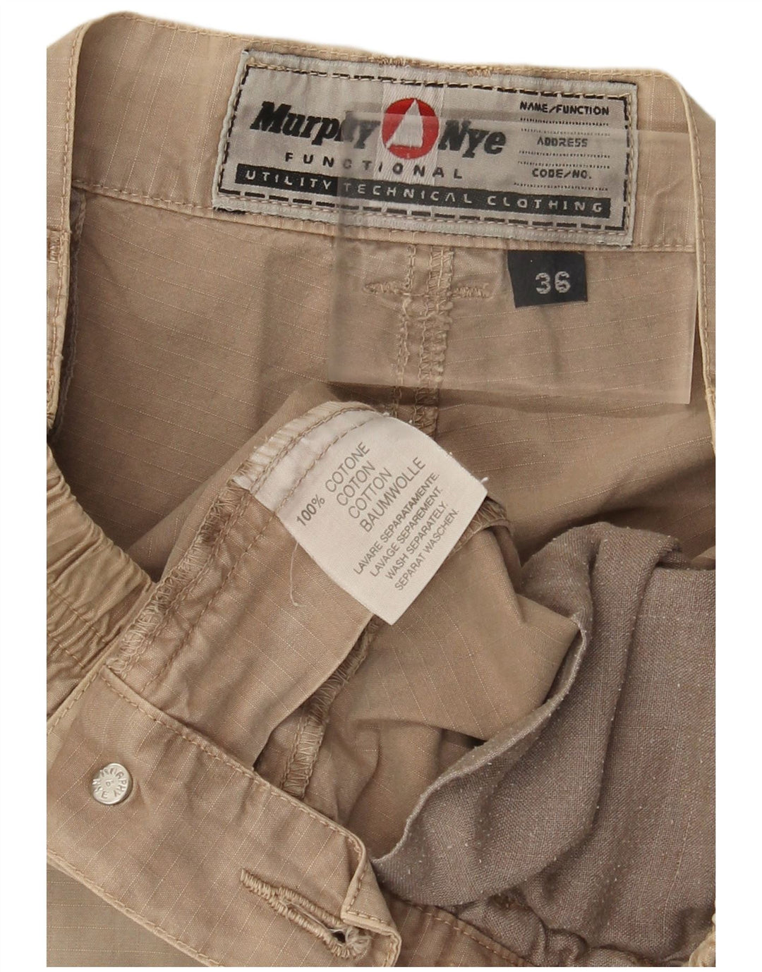 Murphy & Nye Pantalon cargo de jogging pour homme W36 L30 Coton beige