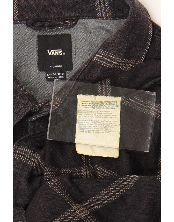 Vans Chemise en flanelle coupe ajustée XL pour homme Gris à carreaux en coton