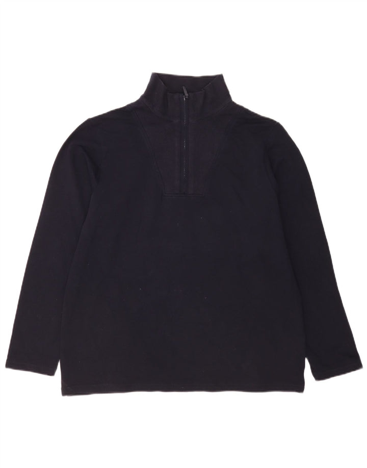 Marks & Spencer Sweat-shirt à col zippé pour femme UK 14 Bleu marine moyen