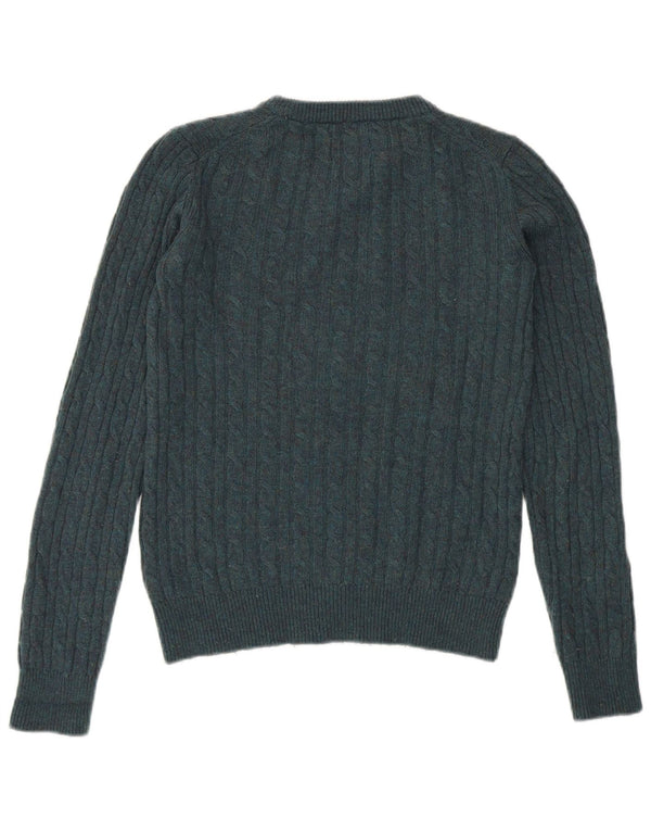 Jack Wills Pull à col rond pour femme UK 10 Petite laine mérinos verte