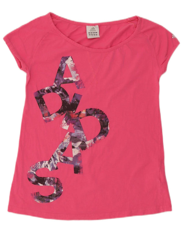 Adidas Womens Graphic T-Shirt Top UK 8 Petit Rose Coton