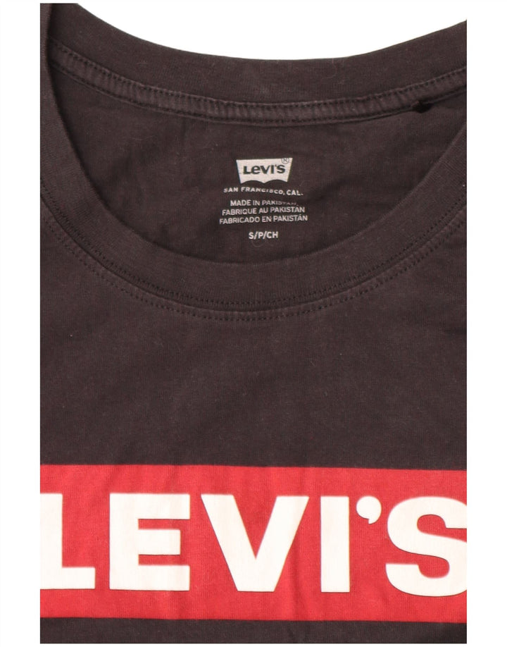 Levi's Femme Crop Oversize Graphic T-Shirt Top UK 10 Small Noir