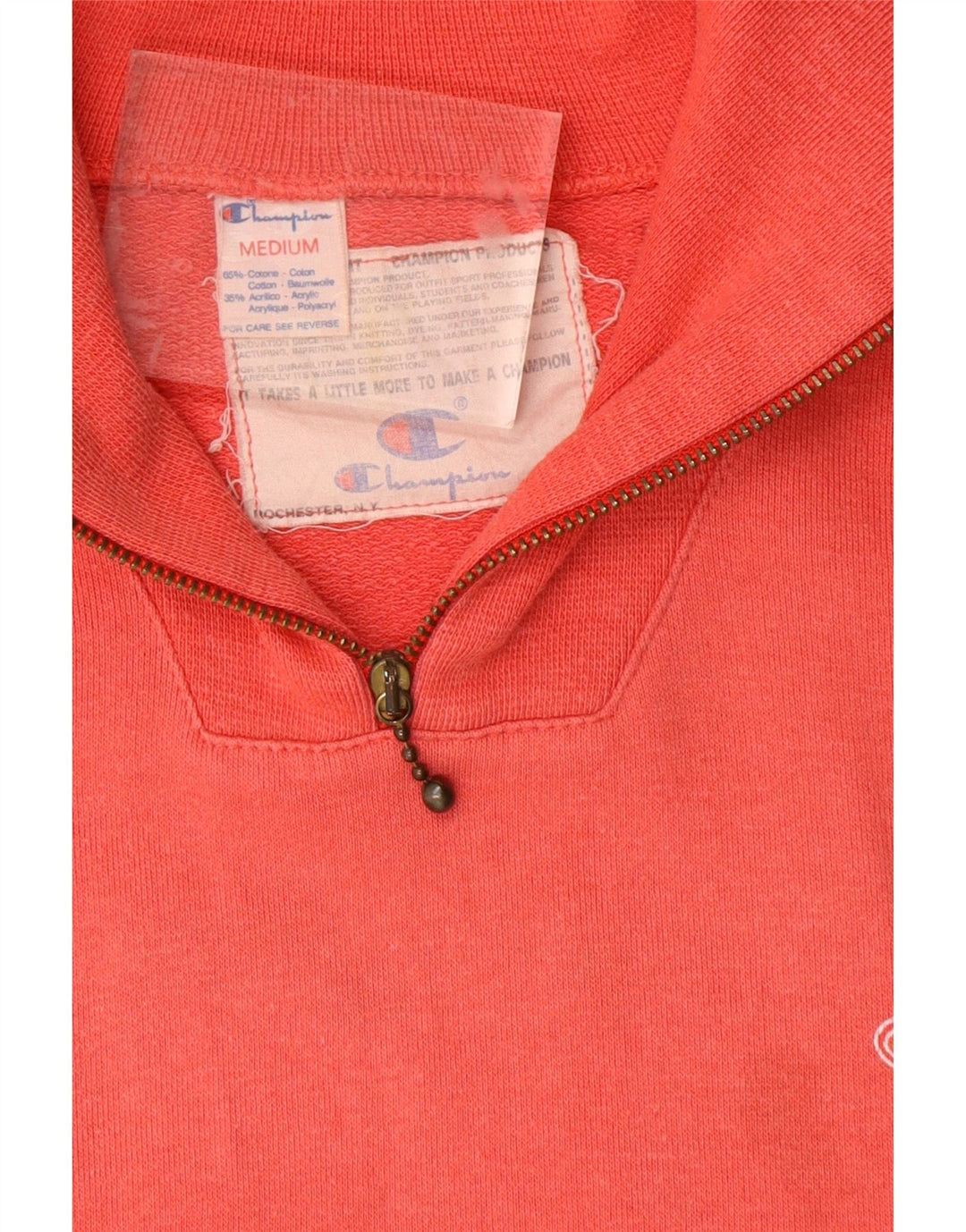 CHAMPION Sweat-shirt à col zippé pour femme UK 14 Rouge moyen Coton