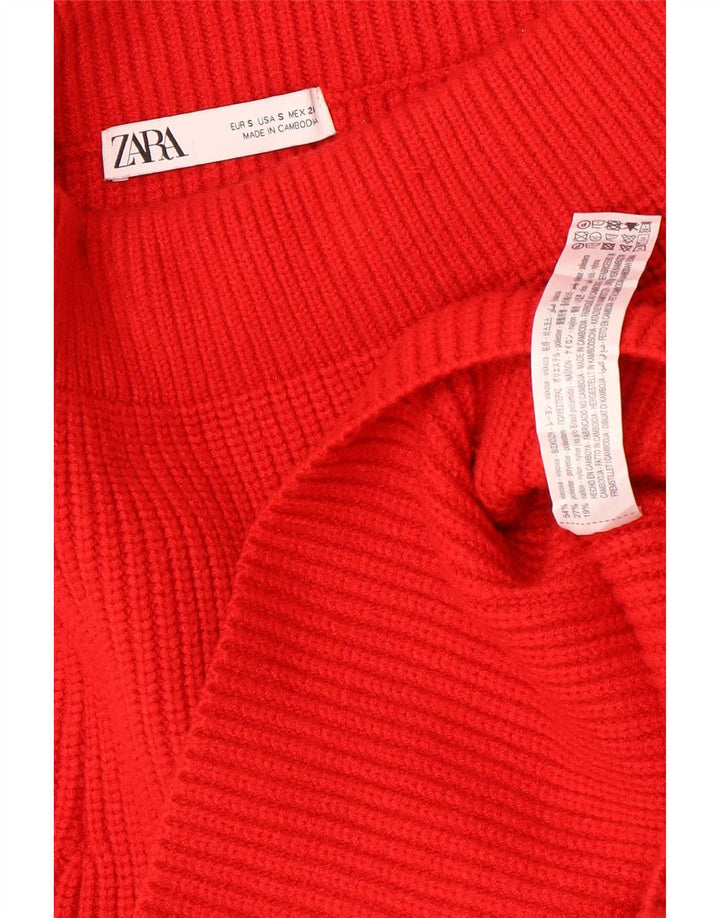 Zara Femme Mini Jupe En Tricot Petite W26 Viscose Rouge