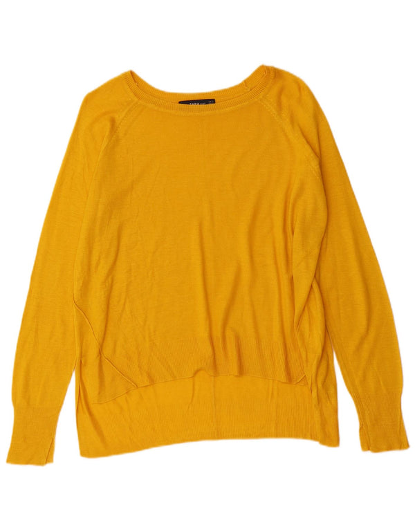 Zara Pull surdimensionné à col bateau pour femme UK 10 Petit Jaune