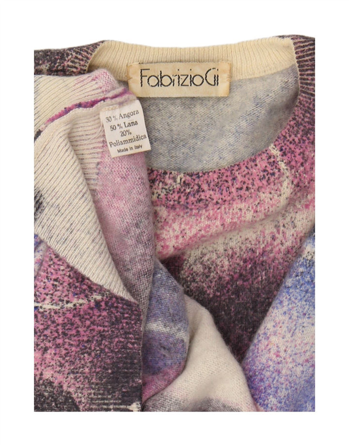 vintage Womens Crew Neck Jumper Sweater UK 16 Grand Angora multicolore