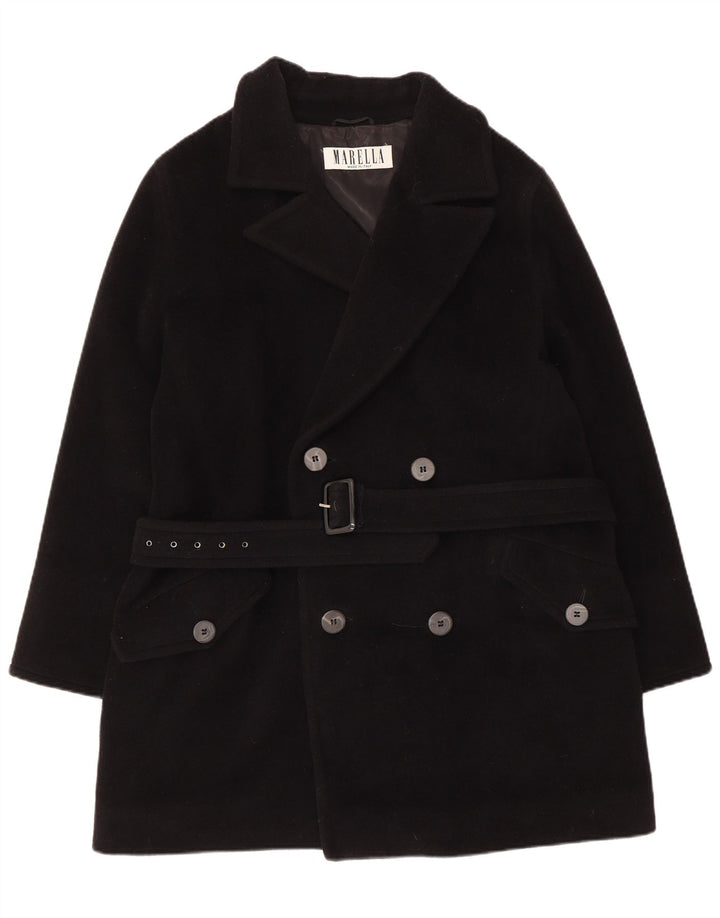 Marella Manteau croisé pour femme UK 14 Laine vierge noire moyenne