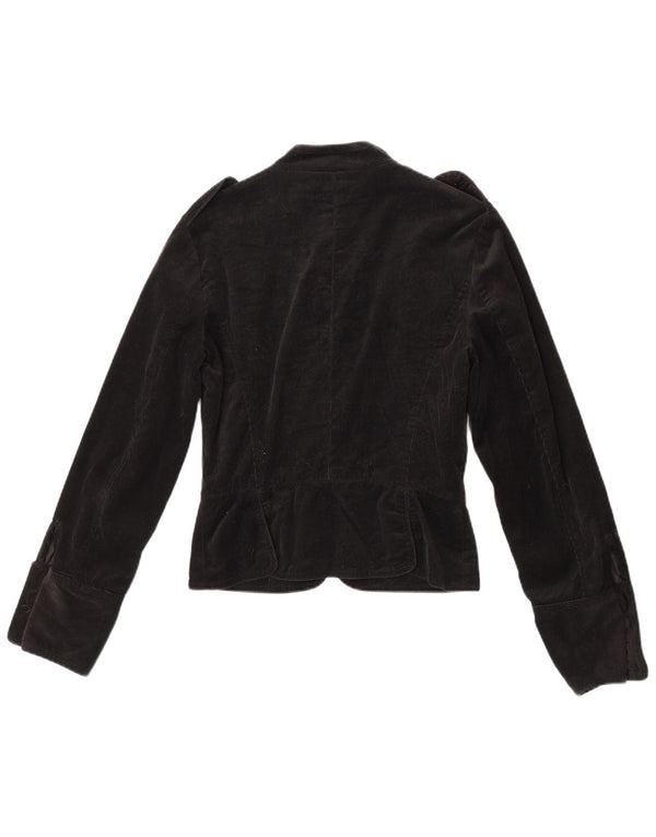 Zara Veste blazer militaire en velours côtelé pour femme UK 12 Gris moyen floral