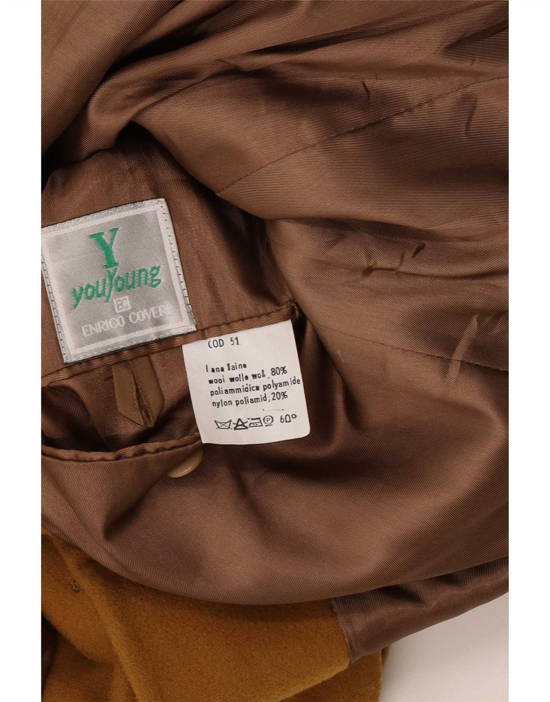 Enrico Coveri Veste Blazer 2 Boutons Homme IT 50 Grande Laine Marron