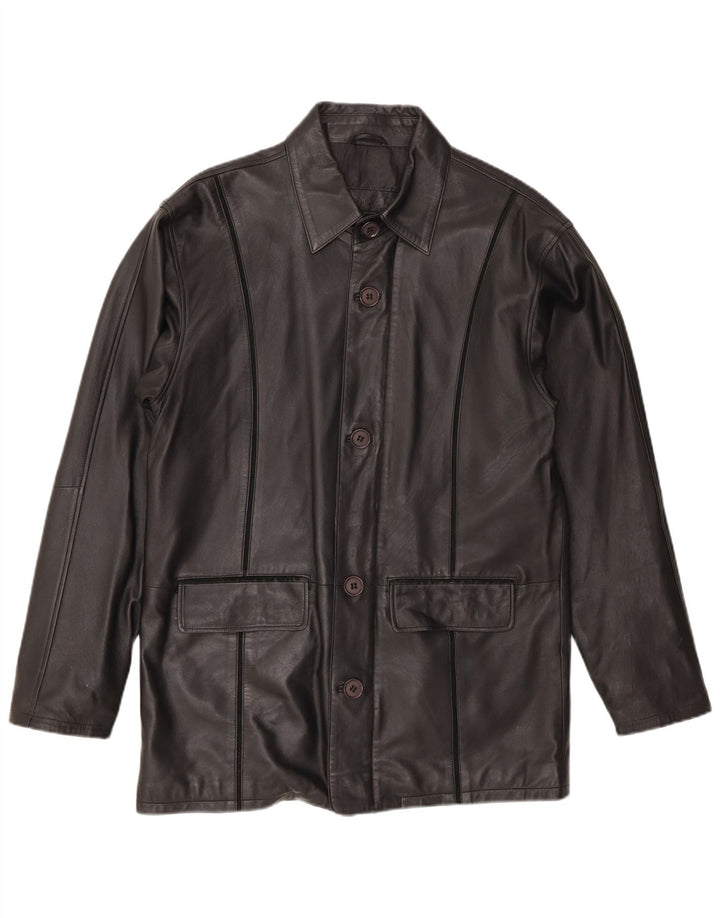 Veste en cuir homme vintage UK 44 2XL Cuir noir