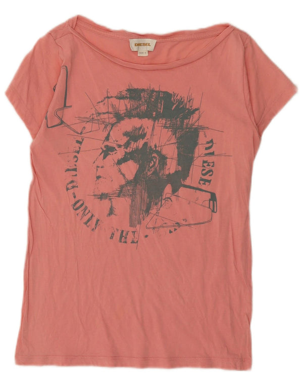 Diesel T-shirt graphique pour femme UK 10 Small Rose