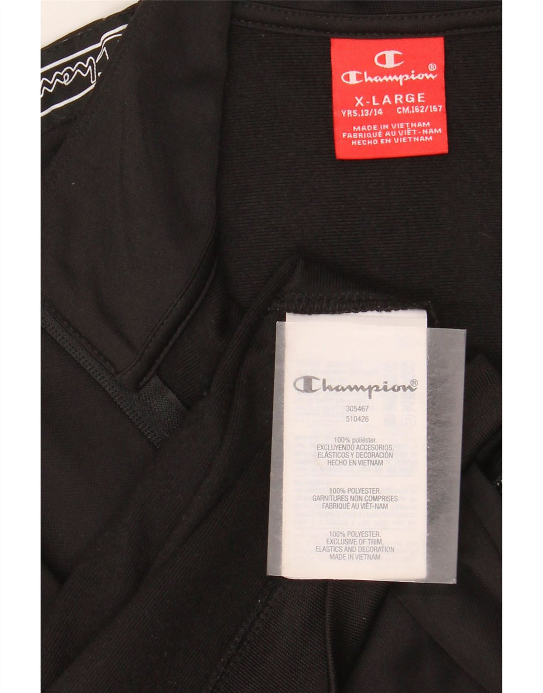 Champion Veste de Survêtement Graphique Garçon 13-14 Ans XL Noir Polyester
