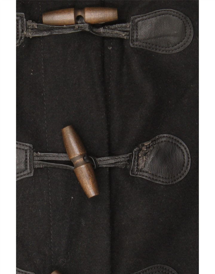 Abercrombie & Fitch Duffle-coat à capuche pour femme UK 10 Petite laine noire