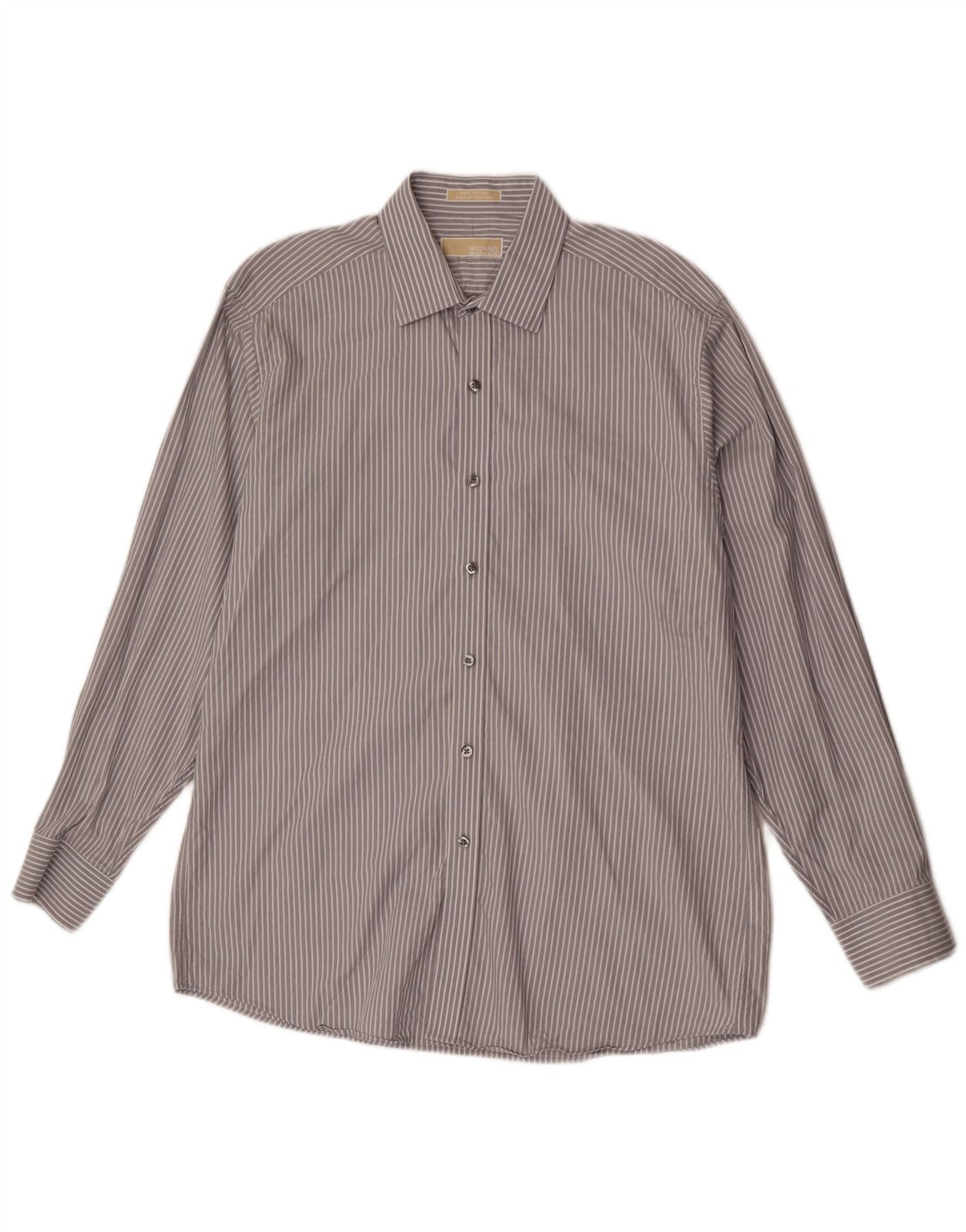 Michael Kors Chemise Homme Taille 16 1/2 Grand Coton Rayé Gris