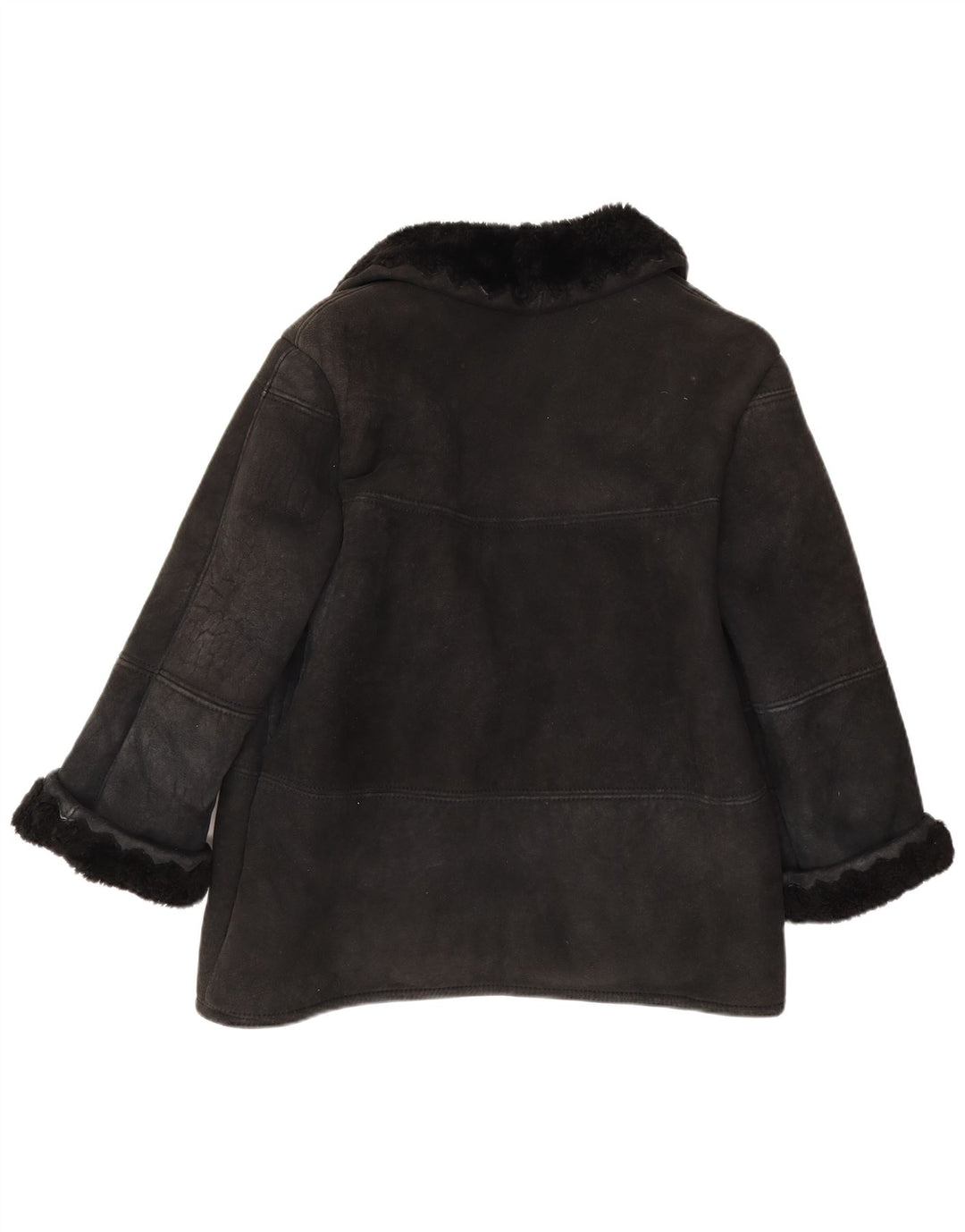 veste en peau de mouton femme vintage IT 44 peau de mouton noire moyenne