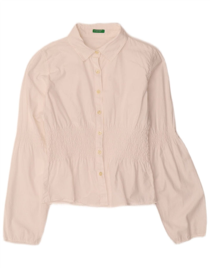 Benetton Chemise Chemisier Fille 9-10 ans Grand Blanc Coton