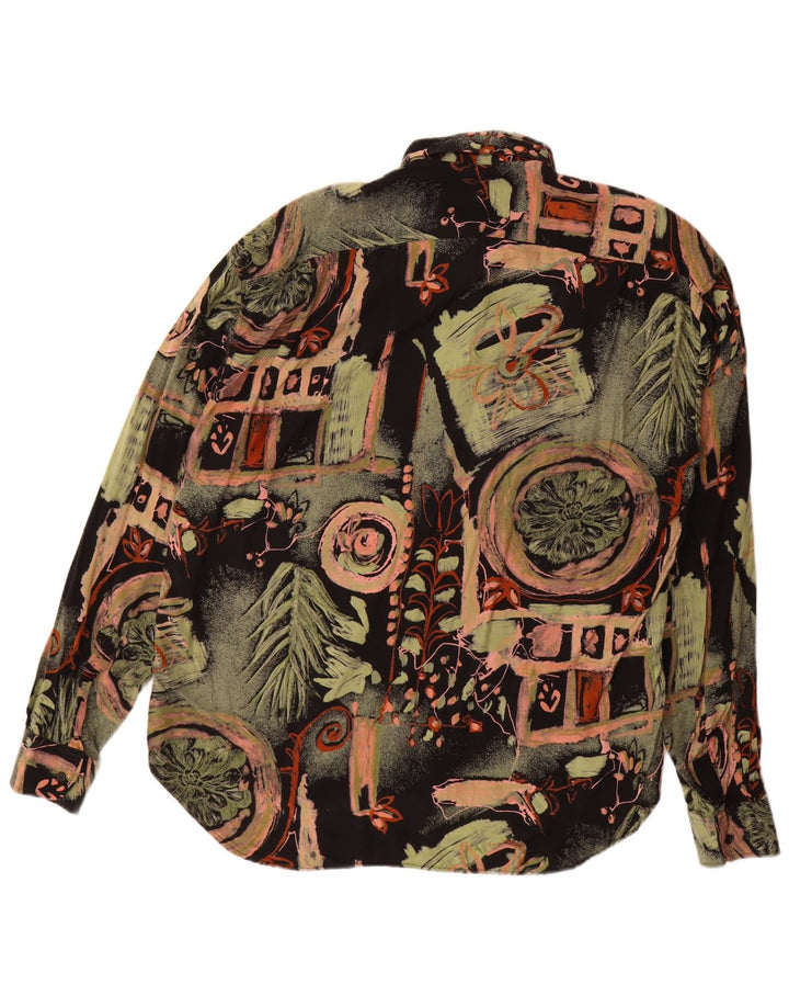 Chemise à motif abstrait vintage pour hommes grande viscose florale multicolore
