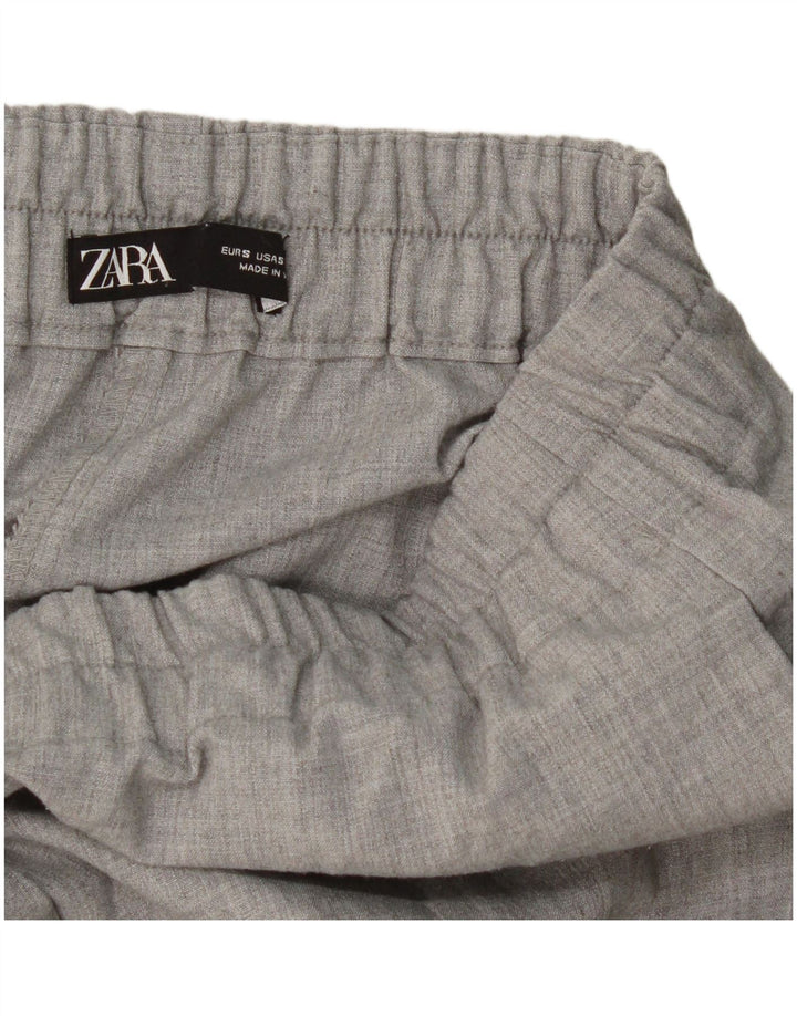 Zara Femme Pantalon Court Droit Small W26 L24 Gris