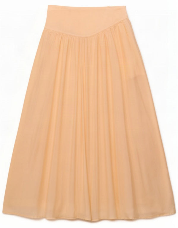 Byblos Jupe évasée plissée pour femme US 8 Medium W26 Soie beige