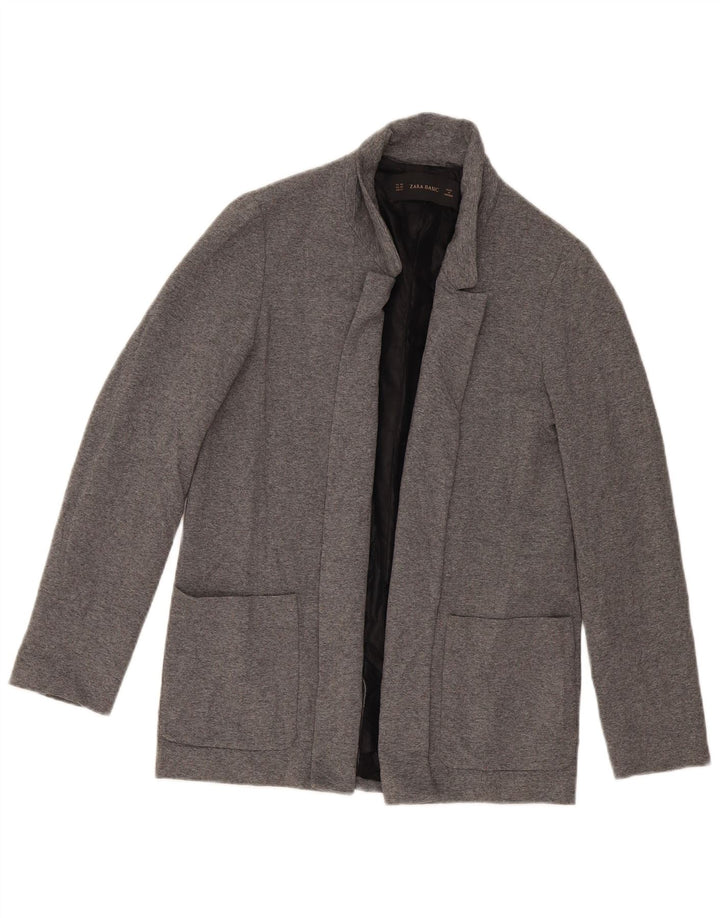 Zara Veste blazer surdimensionnée ouverte pour femme UK 6 XS Gris Viscose