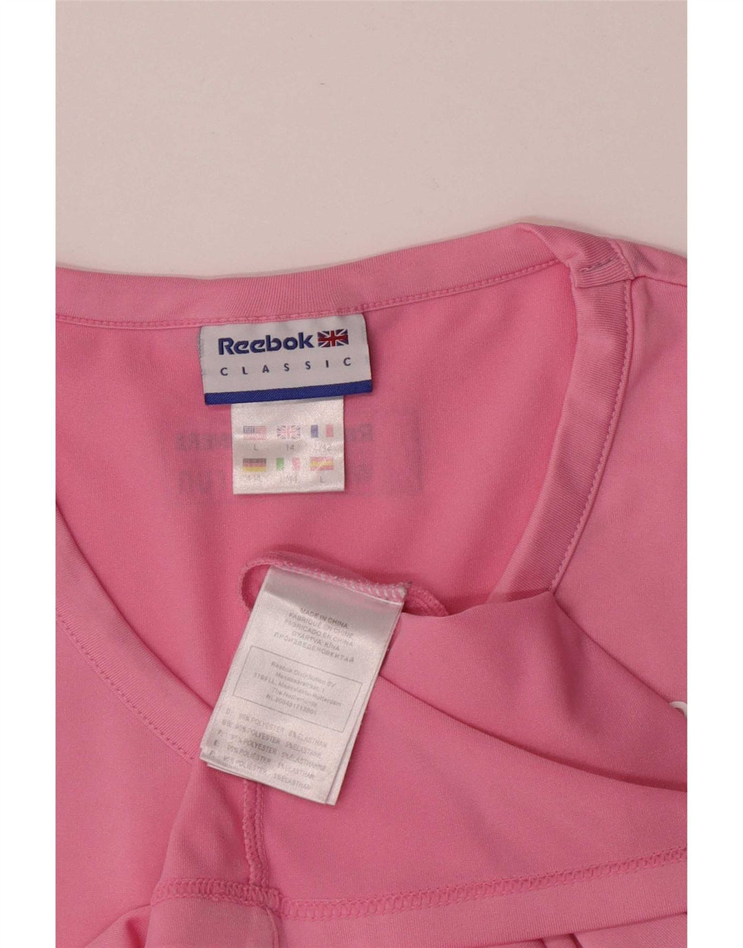 Reebok T-shirt graphique à manches courtes pour femme UK 14 Rose moyen Polyester