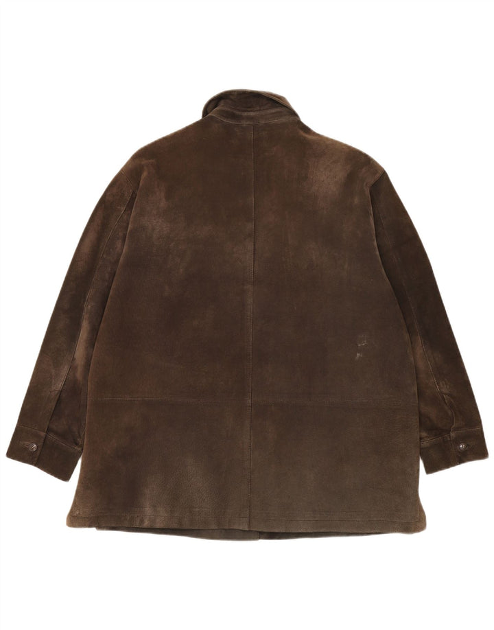 ELENA MIRO Veste en daim surdimensionnée pour femme UK 14 Grand cuir marron