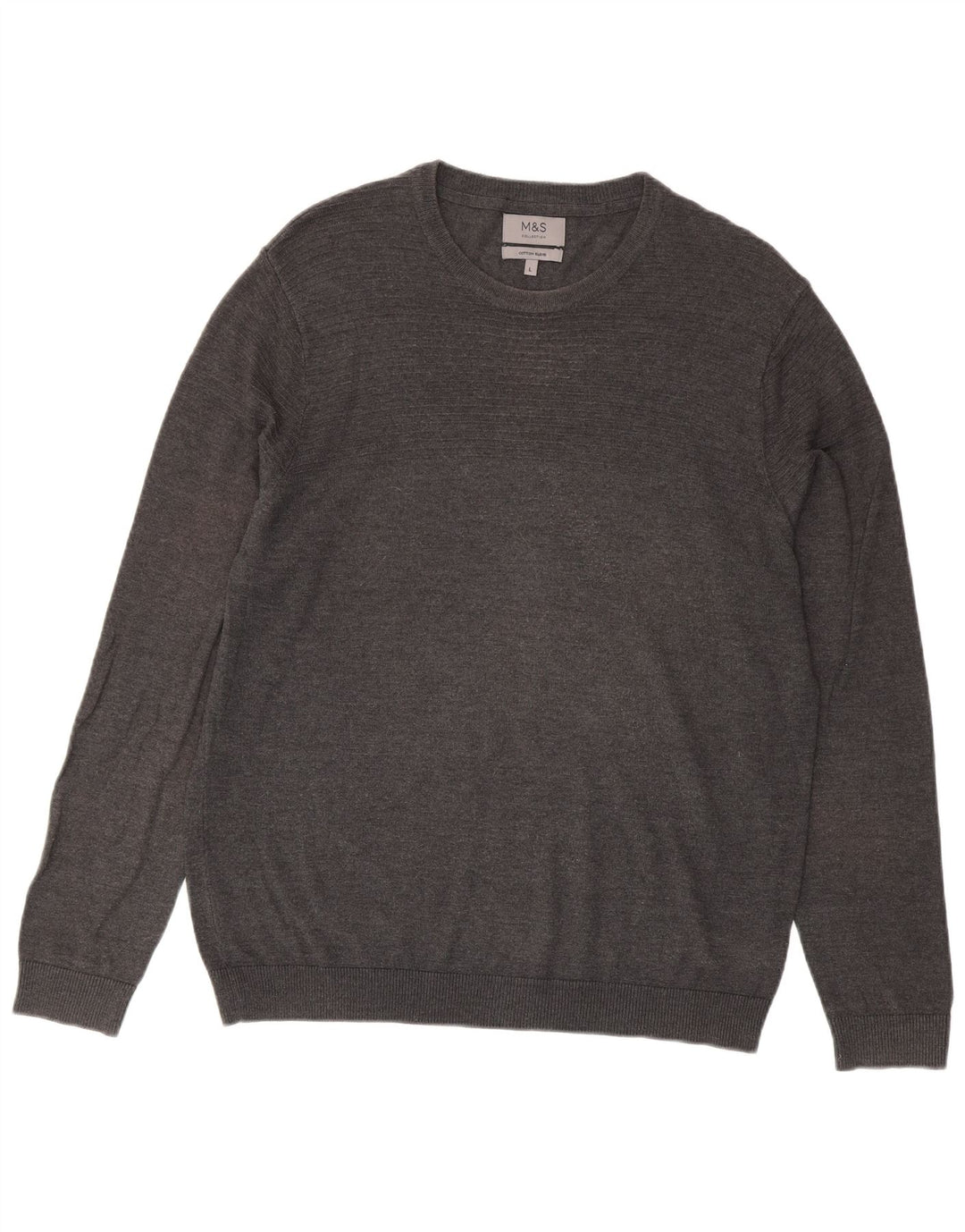 Marks & Spencer Pull à col rond pour homme, grand, gris, acrylique