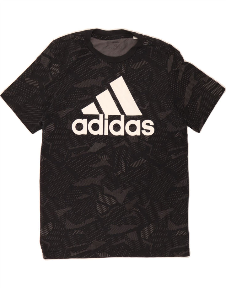 ADIDAS Mens Graphic T-Shirt Top XS Black Polyester Vintage Adidas and Second-Hand Adidas from Messina Hembry 