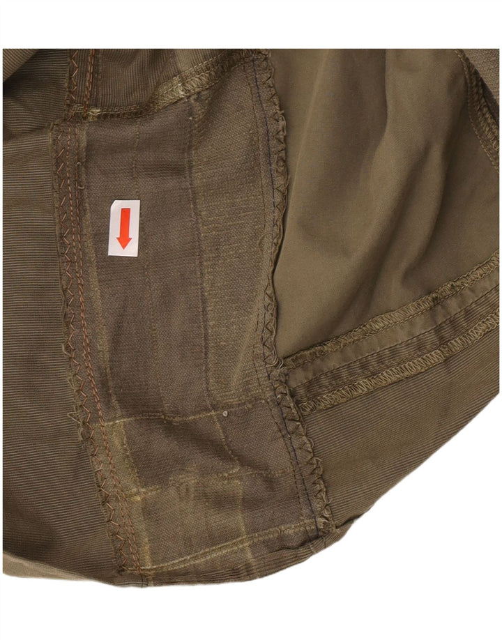 Napapijri Chemise courte pour femme UK 14 Large Kaki Patchwork