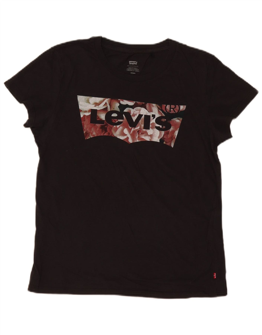 LEVI'S Womens Graphic T-Shirt Top UK 14 Medium Grey Cotton Vintage Levi's and Second-Hand Levi's from Messina Hembry 