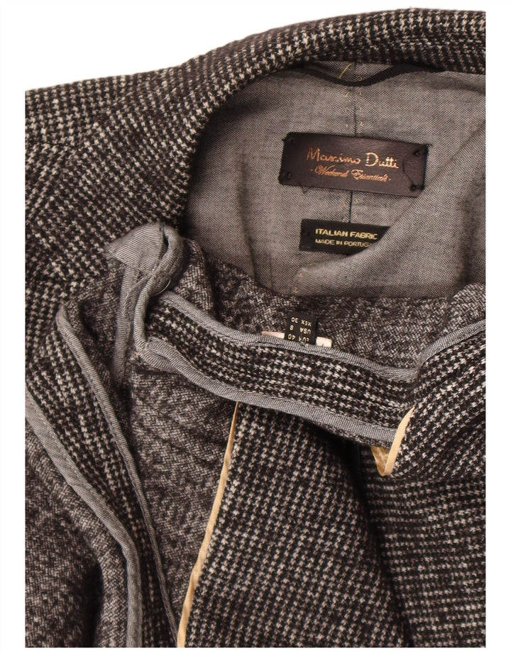 Massimo Dutti Veste Blazer 1 Bouton Femme EU 40 Pied-de-Poule Gris Moyen