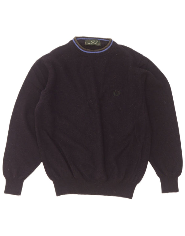 Fred Perry Pull à col roulé pour femme UK 16 Large Bleu marine Laine