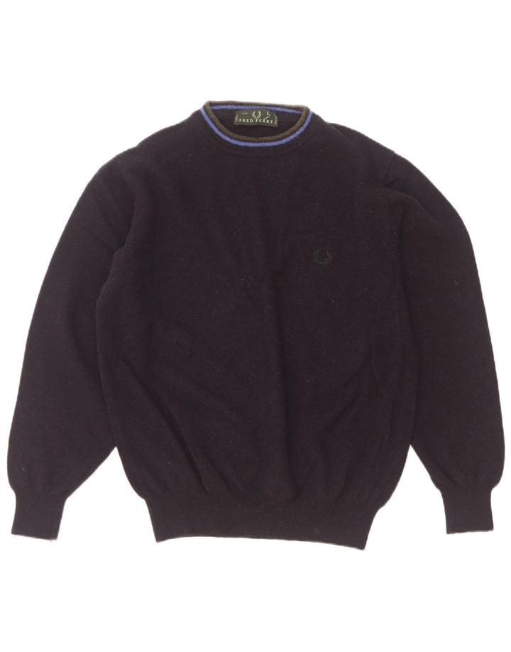 Fred Perry Pull à col roulé pour femme UK 16 Large Bleu marine Laine