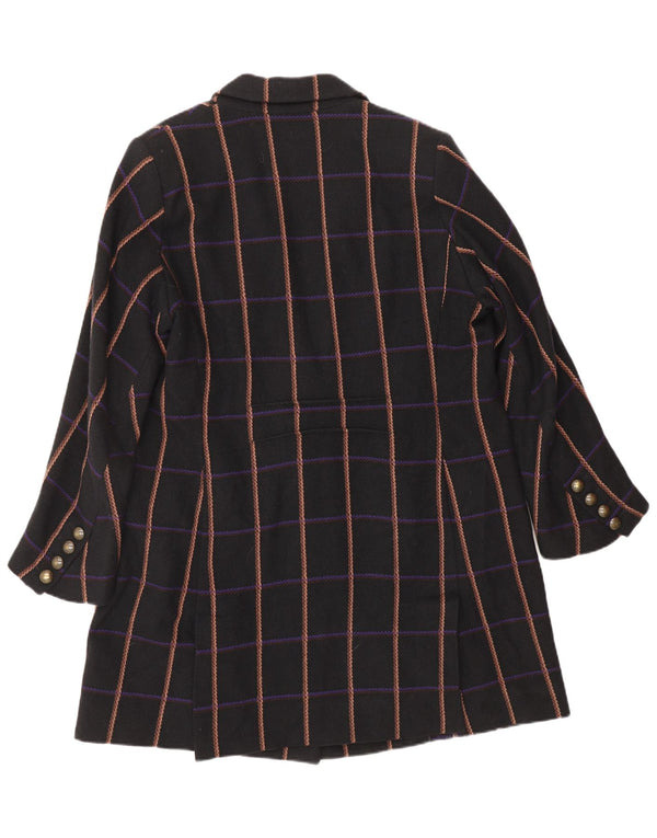 SONIA RYKIEL Veste blazer longue à 4 boutons pour femme EU 44 XL Noir à carreaux