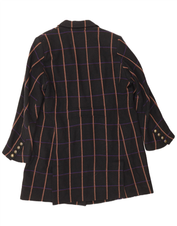 SONIA RYKIEL Veste blazer longue à 4 boutons pour femme EU 44 XL Noir à carreaux