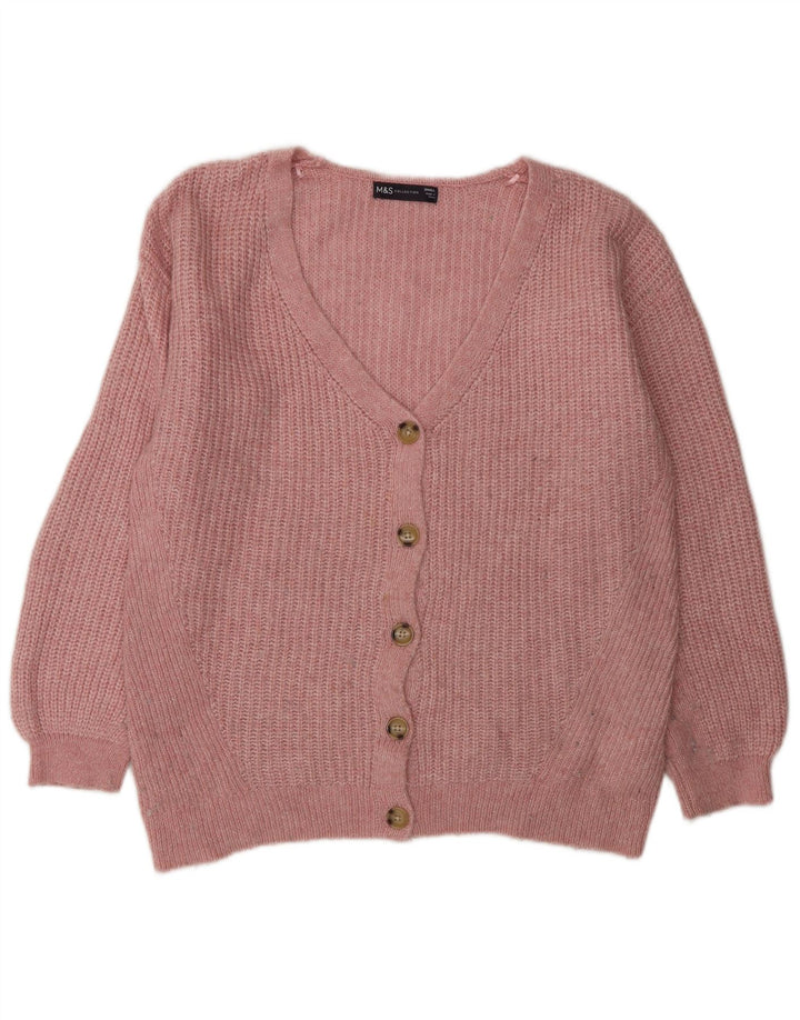 Marks & Spencer Pull cardigan surdimensionné pour femme UK 10 Petit acrylique rose