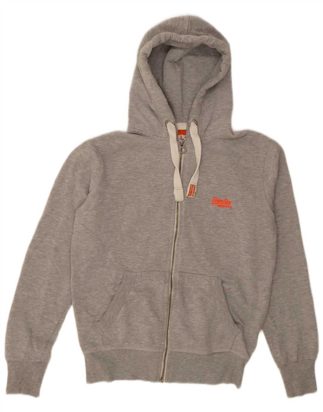 Superdry Pull à capuche zippé en coton moucheté gris moyen