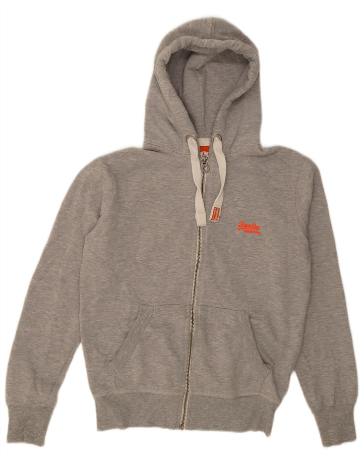 Superdry Pull à capuche zippé en coton moucheté gris moyen